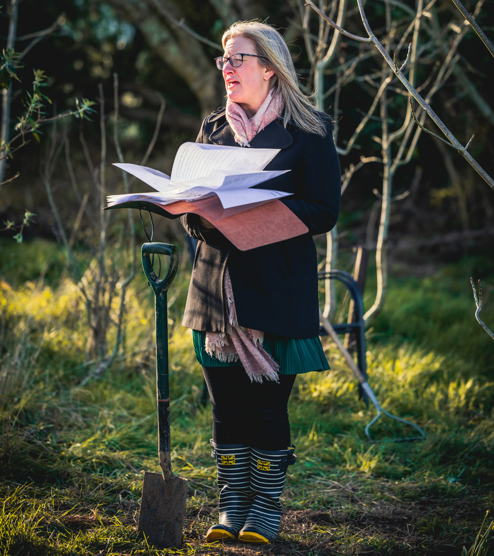 Deb Reed Celebrant Colchester Essex, officiating at a funeral ashes internment.