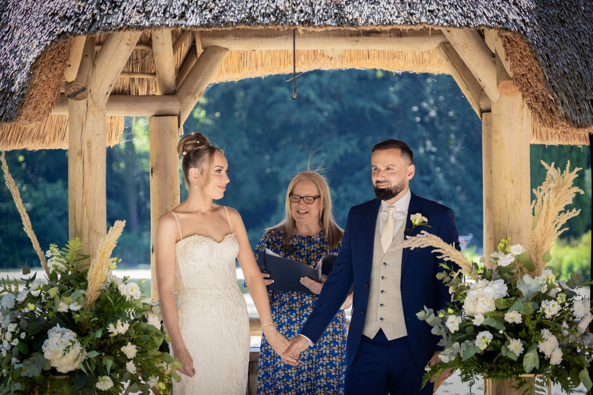 Deb Reed Celebrant Colchester Essex, officiating at the wedding of Cheyney and Albert.