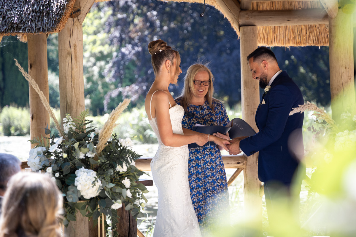 Deb Reed Celebrant Colchester Essex, performing the ceremony at Chaney and Alberts wedding.