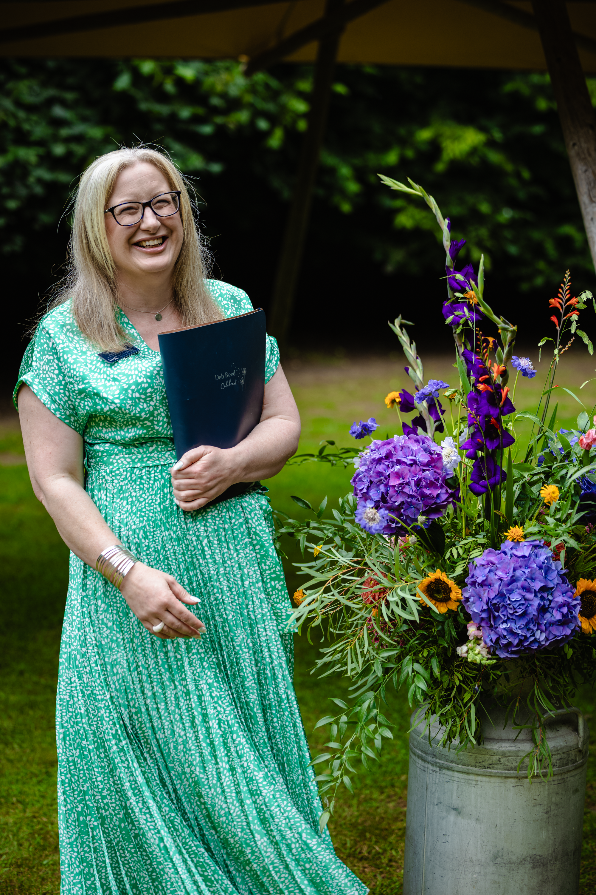 Deb Reed Celebrant Colchester Essex, performing the ceremony at Frazer & Rosies wedding.