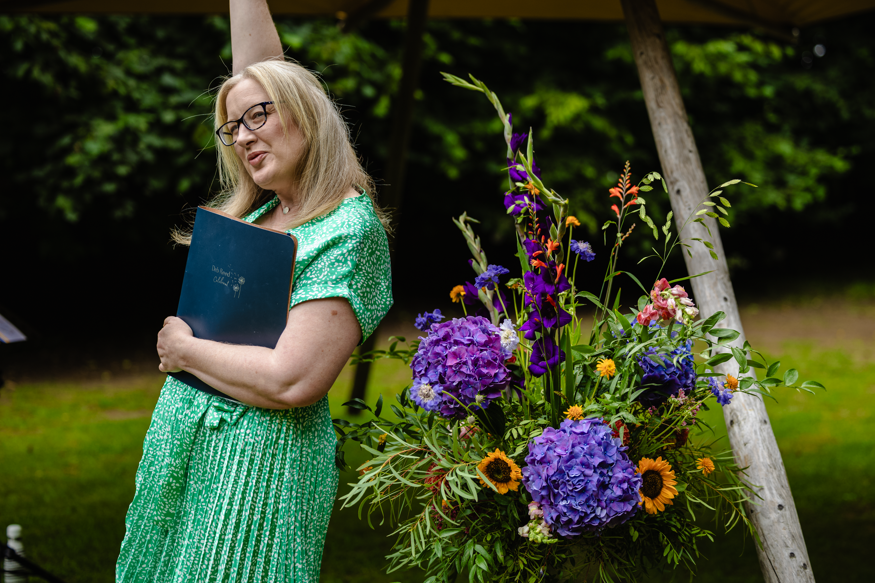 Deb Reed Celebrant Colchester Essex, performing the ceremony at Frazer & Rosies wedding.