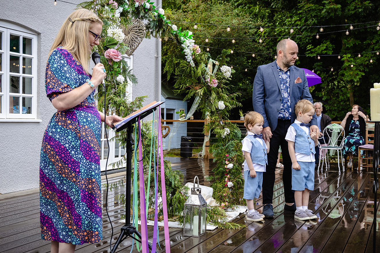 Deb Reed Celebrant Colchester Essex, officiating at Gary and Kelly's vow renewal.