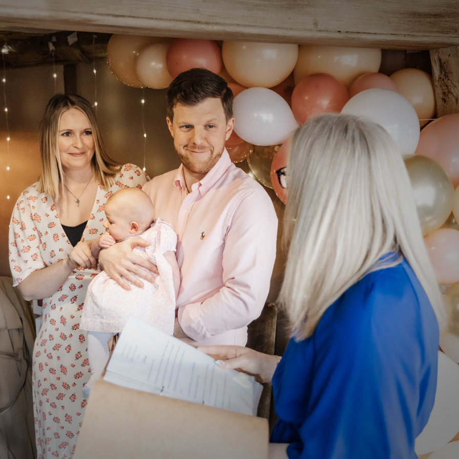 Deb Reed Celebrant Colchester Essex, speaking at Lyla's Naming.