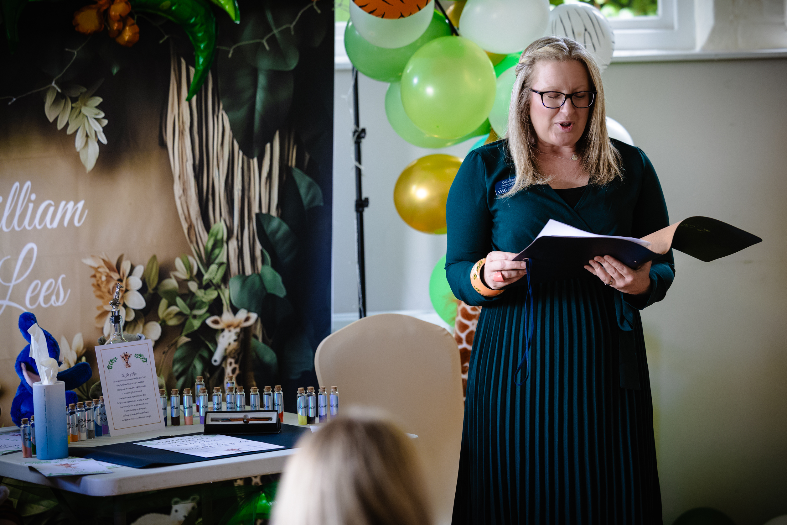 Deb Reed Celebrant Colchester Essex, officiating at the ceremony for Paul's Naming.